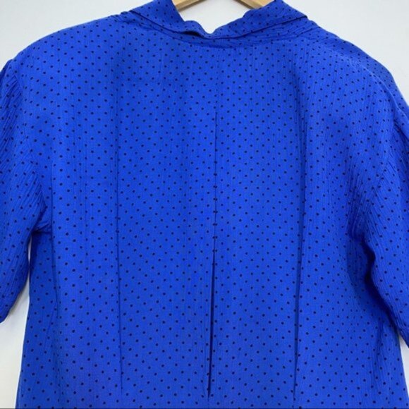 Christian Dior Chemises Polka Dot Blue Top Women Size 8 - Picture 4 of 6